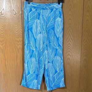 Talbots Blue and White leaf  Patterned Pants Womens SP